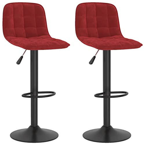 vidaXL 2X Taburetes de Cocina Casa Bistró Pub Restaurante Mostrador Asiento Reposapiés Silla Alta de Bar Moderno Ajustable Terciopelo Rojo Vino Tinto