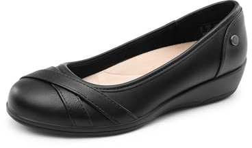 DREAM PAIRS Women's Ballet Flats Business Office Work Dress Shoes for Women UK Arch Support Comfortable Dressy Flats Pumps, Size 5, Black, DWUMFA2503