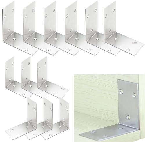 12 stycken L-formade trä-L-formade L-formade L-formade hörnfästen 90 grader trä hörnfäste hörnfäste trä metall hörnplattor (4,8 x 8,5 x 8,5 cm)