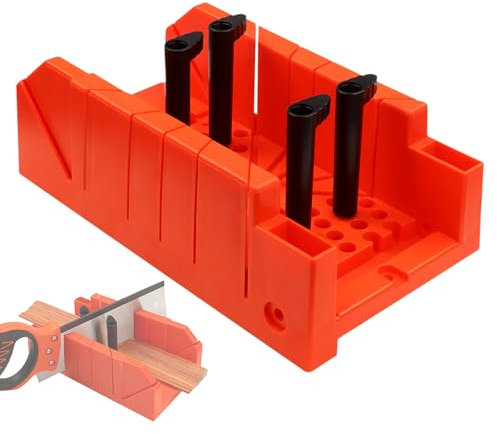 Boite a Onglet, Fond en Plastique Épaissi, Robuste et Résistant à L'usure, avec Guide de Sciage 90°/45°/22,5°, Clairement Marqué par Degrés, Adapté aux Coupe Bois CeTsronixoC (Orange)