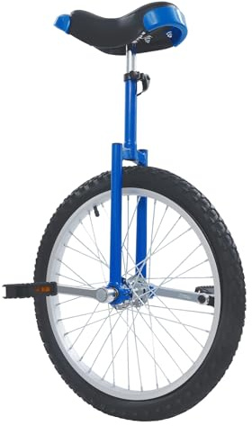 TENNIEX Monociclo de rueda de 20 pulgadas, altura ajustable, bicicleta de una rueda con rodamiento silencioso para adultos y niños, ejercicios de ciclismo, equilibrio, color azul