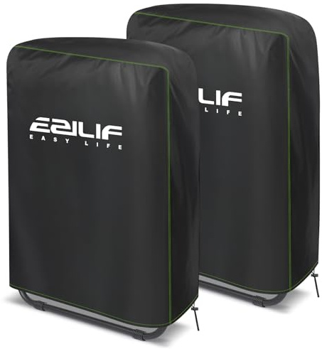 Ezilif Garden Chair Covers Waterproof, 2PCS Oxford Garden Chair Covers Outdoor, 70 x 110cm, Windproof Anti-UV Dustproof Garden Folding Reclining Chair Cover with Drawstring and Storage Bag (2 Pieces)