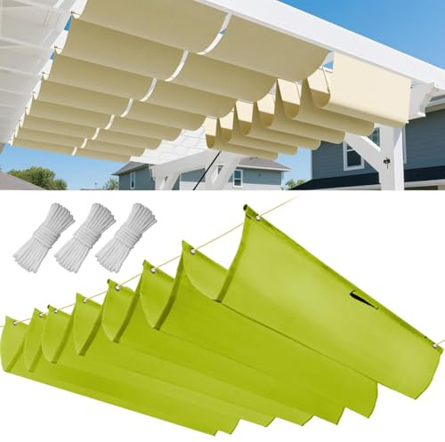 Toldo retráctil de 3,5 x 6 m (ancho x largo), ajustable, resistente al agua, protección solar UV, para pérgola, toldo para sombra, verde manzana
