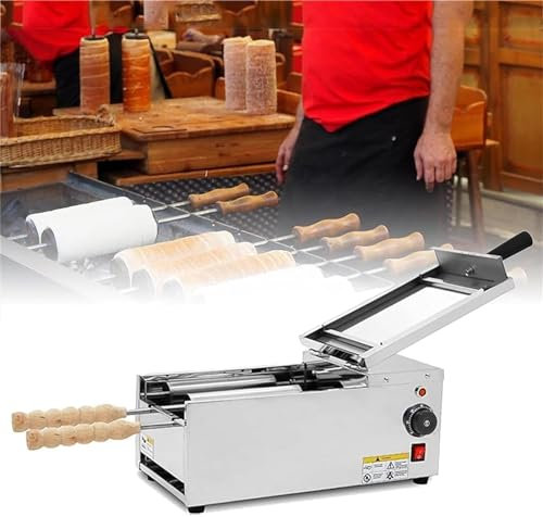 ASerZenith Machine À Cornets De Glace Électrique, Four À Cheminée, Gaufrier avec 2 Barres en Acier Inoxydable, Idéale pour Les Restaurants, Les Cuisines, Les Snacks Et Les Bars.