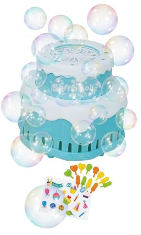ODS | Soffiabolle Torta Spara Bolle Gialla con Luci, Soluzione 70 ml e Accessori, Gioco per Bambini e Feste