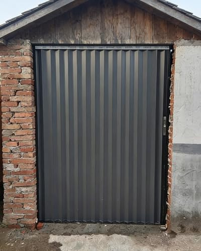 ZIMGOD Porta a Soffietto Porta Scorrevole da Esterno per Patio Esterno, Porte Pieghevoli in Alluminio Grigio con Telaio e Serratura, Schermo Pieghevole e Retrattile per Interna(30x39in (76x100cm))