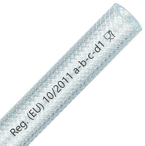 FLEXTUBE TX Ø 13mm x 3mm (1/2 Zoll), 50m lang PVC Schlauch mit Gewebe, Lebensmittelecht durchsichtig flexibel Druckschlauch Druckluftschlauch Lebensmittelschlauch Wasserschlauch Luftschlauch