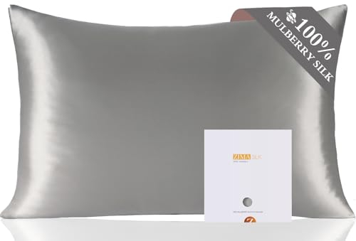 ZIMASILK Kissenbezug 100% Mulberry-Seide 19 Momme Seide, für Haut und Haar, auf beiden Seiten, 1 Stück, Slive Grey, Standard 50x75cm
