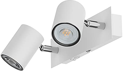 ledscom.de Wandspot WAIKA, zweiflammig, mit Schalter, weiß matt, inkl. GU10 LED Lampen je 510lm warmweiß