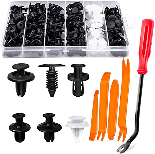 Rivetti in Plastica per Auto, Clip di Viti di Plastica Assetto Auto Kit per Carrozzeria Interni Auto Pannello Paraurti Porta, con Strumenti Rimozione Fissaggio (B-125PCS)