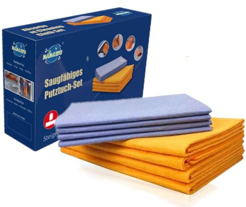 DADAWU Återanvändbara rengöringsdukar, absorberande dukar, mångsidig rengöring shammy (Chamois) handduk, kommer inte att repas, maskintvättbar, 4 stora och 4 små