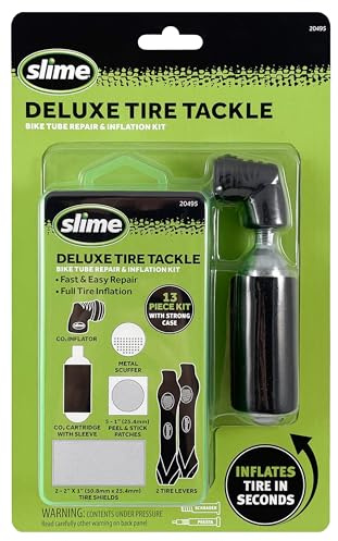 Slime 20495 Deluxe Tire Tackle: Bike Tube Repair & Inflation Kit