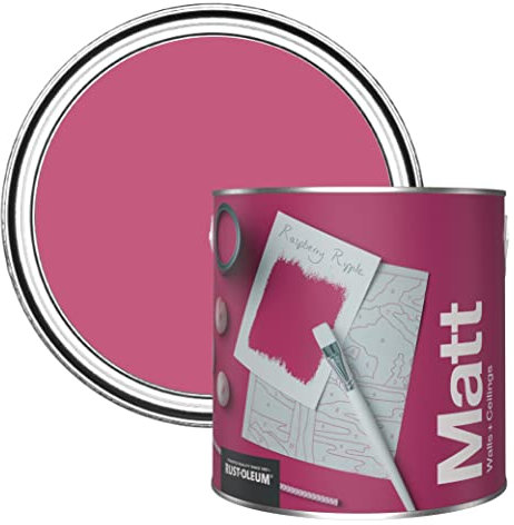 Rust-Oleum Colours Matt Emulsion Wall and Ceiling Paint - Raspberry Ripple 2.5L