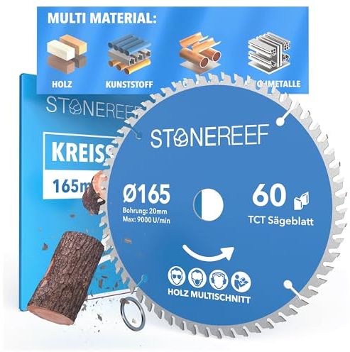 Sägeblatt 165x20 - Kreissägeblatt [inkl. Adapter auf Bohrung 20 &16mm], kompatibel mit Winkelschleifer von Bosch, Makita usw. - Sägeblatt Kreissäge Nagelfest - für Holz