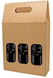 Lote de 12 Cajas de Cartón para Presentación de 3 Botellas de Vino. Detalles y Regalos Originales para Bodas, Bautizos, Comuniones y Cumpleaños. DK