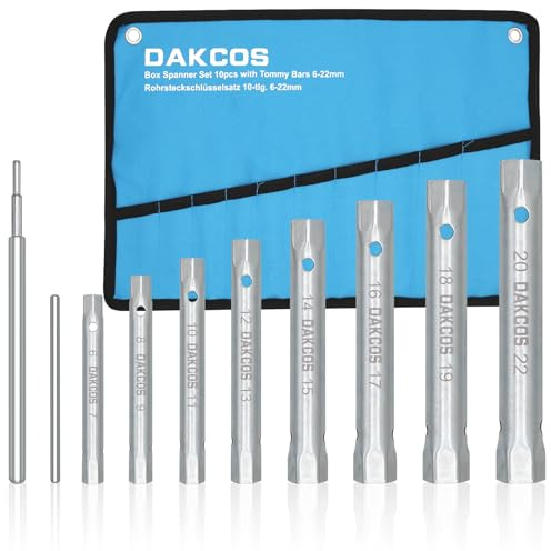 DAKCOS 10Pcs Shower Valve Socket Wrench Set Plumbers Spanner Wrench Set Spark Plug Spanner Dual-Ended 6-22mm