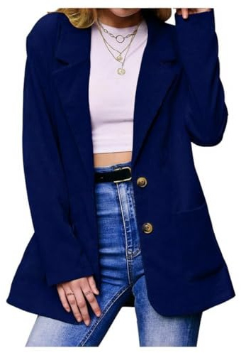 Ladyful Womens Lapel Corduroy Blazer Jacket Dressy Casual Business Suit Jacket Fall Trendy Work Outerwear Royal Blue