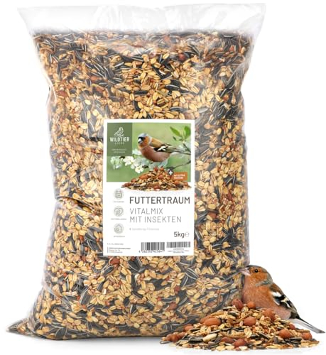 wildtier liebe Futtertraum Vitalmix mit Insekten I Premium Vogelfutter 5kg I Ganzjahresfutter Vogeltraum für Wildvögel I Unterstützung des Immunsystems - Extra Protein für Eltern, Brut & Jungvögel