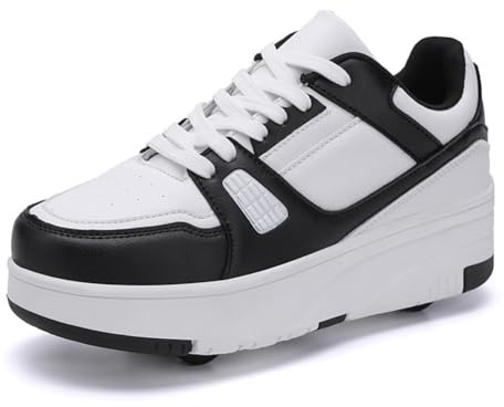 ENEN Chaussure a Roulette Mode Fille, Chaussures a roulettes Retractable Garçons, Basket Roulette Enfant, Roller 4 Roues Déformable Adolescents pour Intérieur Extérieur