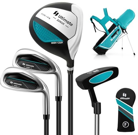 COSTWAY Set di Mazze da Golf per Bambini 5-7 Anni, Set Allenamento Golf con Sacca, Fodera Impermeabile, Legno di Fairway 3, Ferro 7, Ferro S e Putter per Bambini e Bambine, Destrorso(Blu)