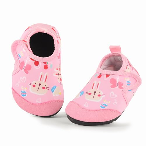 MASOCIO Badeschuhe Kinder Mädchen Wasserschuhe Aquaschuhe Schwimmschuhe Baby Strandschuhe Badesocken Strandsocken Aquasocken Schwimmsocken Kleinkind Rosa 3 (Herstellergröße: CN 24/25) EU 21/22