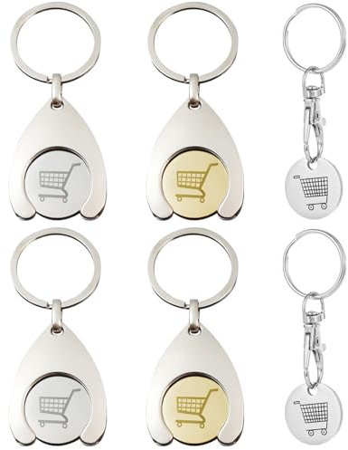 DKDDSSS 6 Pezzi Gettone Carrello Spesa, Moneta Carrello Spesa, Moneta Carrello Spesa in Acciaio Inox, Rimovibile Portachiavi per Carrello Della Spesa