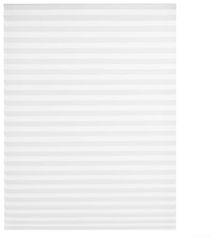 Cortinas Opacas Plisadas Persianas Autoadhesivas para Ventana Tela No Tejida Pantallas de Privacidad, Para Dormitorio Sala de Estar No Requiere Perforación (Blanco 90x150cm)