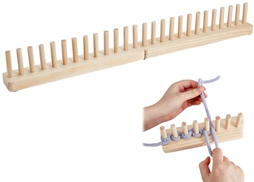 PH PandaHall Kit de Métier à Tricoter en Bois pour Couvertures Épaisses Planche à Tricoter Pliable Métier à Tisser Portable en Bois pour Couvertures Tissage Bricolage Cadeaux Débutants Décor Intérieur