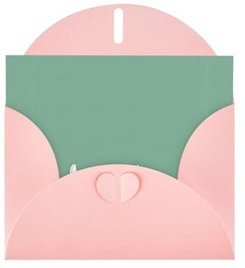 Juego de tarjetas de felicitación con estampado de conejo de Pascua con interior en blanco, elegantes tarjetas de notas de papel rosa perla y sobres a juego