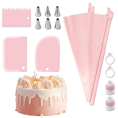 per decorare torte, sac à poche e set di ugelli | Sacchetti per tubazioni riutilizzabili da 15 pezzi, sicuri e facili da pulire,Kit per tubazioni per glassa Robusti strumenti per decorare torte per to