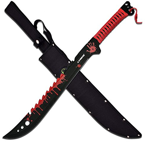 Armeeverkauf Zombie Hunter Messer Full Tang Machete Buschmesser Bloodsplash Scheide ZB-124RD