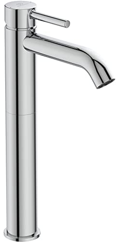 Ideal Standard BC194AA Ceraline Waschtischarmatur verlängerter Sockel mit Zugknopf-Ablaufgarnitur, Chrom