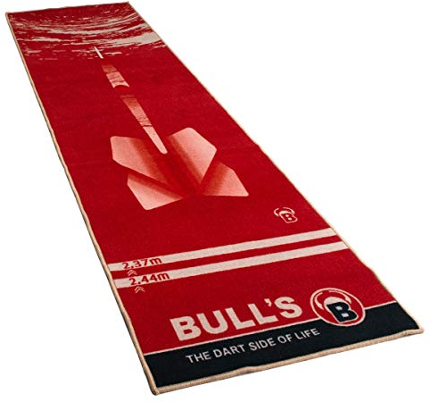 Carpet Mat 180 Red, rutschfester premium Dartteppich, umweltfreundliche Turnier Dartmatte aus Nylon und Gummi mit offiziellem Abstand zum Dartboard 237cm x 80cm, optimaler Schutz für Darts und Tips