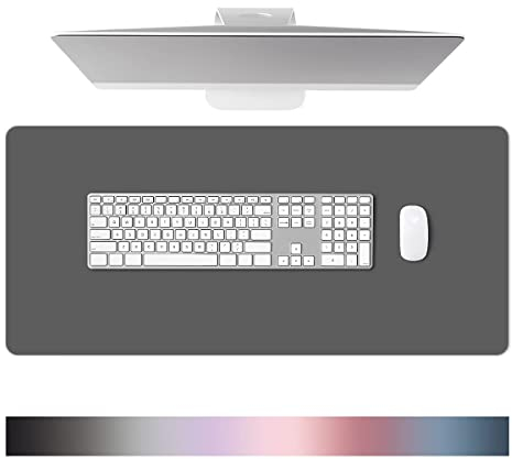 Schreibtischunterlage Leder - Multifunktion Mauspad aus Wasserdichtes PU-Leder - 80 × 40 cm Große Größe, Mouse Pad Für den Heim- oder Bürogebrauch ( Dunkelgrau )