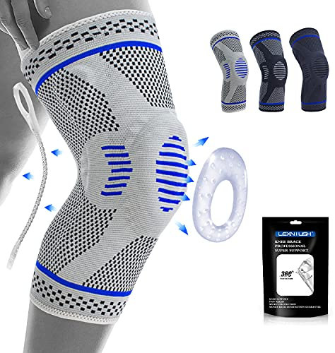 Professional Knee Support for Men/Women, Anti Slip Knee Brace Compression Sleeve with Patella Gel Pads & Side Stabilizers for Arthritis,Knee Pain,Meniscus Tear,ACL,Running,Sports,Joint Pain Relief