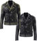 Brando Herren Motorradjacke aus echtem Leder, Rock-/Punk-Spike-Nieten, Schwarz / Rot, Schwarze Jacke mit goldenen Nieten, M