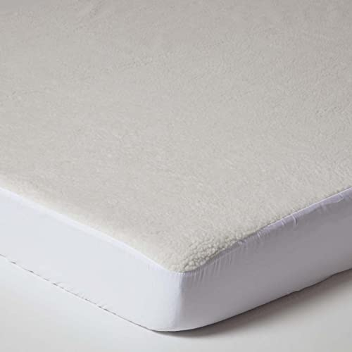 Homescapes Warmes Unterbett 160x200 cm, Kuschelige Fleece-Matratzenauflage mit Spannumrandung