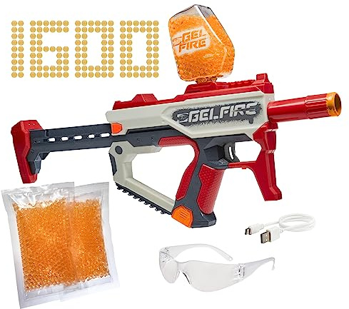 Nerf Pro Gelfire Mythic Blaster - 1600 Bolas de gelfire hidrogenadas para 800 Bolas, con batería y Gafas Nerf