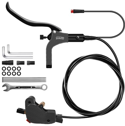 DYISLAND LD-200 2-Pistons Hydraulic Disc Brake Set for ebike,2-PIN Power-Off Electric Bike Hydraulic Brake kit，Hydraulic Brake Kits with mounting Tools and Screws (Black-Front1000mm-Single Set)