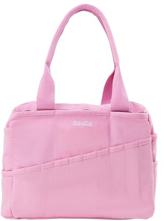 Soolla Studio Bag: Pottery Tool Bag & Craft Storage, Art Supply Organizer, Washable Tote, Knitting Yarn, Crochet Projects, 30 Pockets, 20+ Canvas Colors, Gift for Artists & Teachers (Flirty Flamingo)