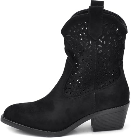 IF Fashion Scarpe da Donna Stivali Stivaletti Camperos Traforati G678 nero N.39