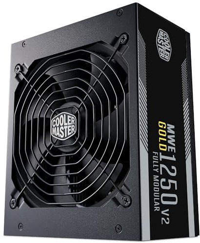 Cooler Master MWE Gold 1250 V2 ATX 3.1 Fully Modular PSU (UK Plug) - ATX 3.1 Support, 80 PLUS Gold 1250W Power Supply, PCIe 5.1 Cabling, 140mm FDB Fan, High-Temperature Threshold, 10 Year Warranty