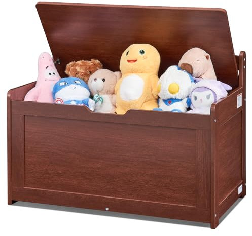 VEVOR Baule Portagiochi in Legno per Bambini 830 x 455 x 609 mm Grande Panca Portaoggetti per Bambini Piccoli con Coperchio a Ribalta, Cerniera di Sicurezza, per Sala Giochi, Camera da Letto, Ciliegia