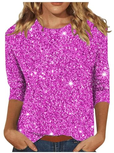 Generico Maglia Elegante Donna Curvy, Maglioni Glitter Comode Camicia Eleganti Donna da Sera Casual Maglione Morbide Magliette Curvy Tops Pullover Capodanno per Cocktail Festa Sera