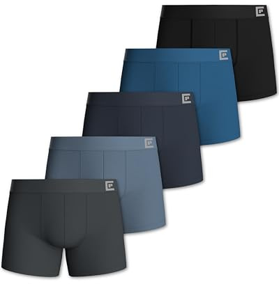 Pierre Calvini Mens Boxers - Soft Cotton Boxers for Men (5, Blue, M)