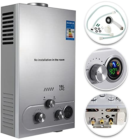 Scaldabagno per bagno Riscaldatore di acqua calda a gas propano 16L Caldaia istantanea senza serbatoio su richiesta 4,3 GPM Ospedali, scuole e case di cura(12L liquefied/natural gas)
