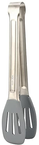 Pontas de cocina de acero inoxidable, acero 304 resistente al calor con silicona, pinzas de barbacoa de 24 cm para ser una porción de volteo, herramientas de cocción de agarre sin