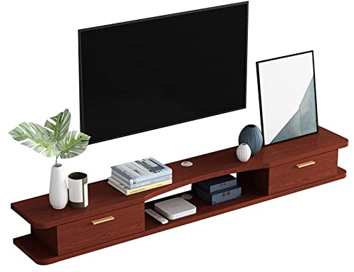Floating TV Stand Wall Mounted Unit with 2 Doors, Hanging Cabinet Media Console Storage Shelf for Living Room Bedroom