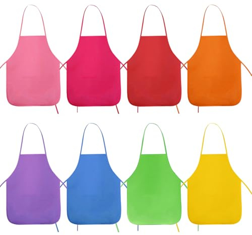 SYEYCW 8 Pièces Tablier Peinture, Tablier de Cuisine, Blouse Peinture, Imperméable Non-Tissé Tabliers, pour Classe Activités de PeintureS, Travaux Manuels de Cuisine, pour Les adolescents, 8 Couleur