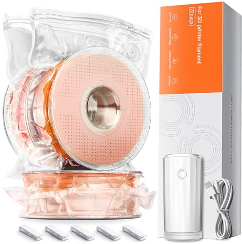 YOOPAI Sac Stockage sous Vide de Filament d'Imprimante 3D Kit, 20 Pcs Filament Sac Réutilisable Sacs Scellés sous Vide avec Pompe Auto, 38 * 33cm